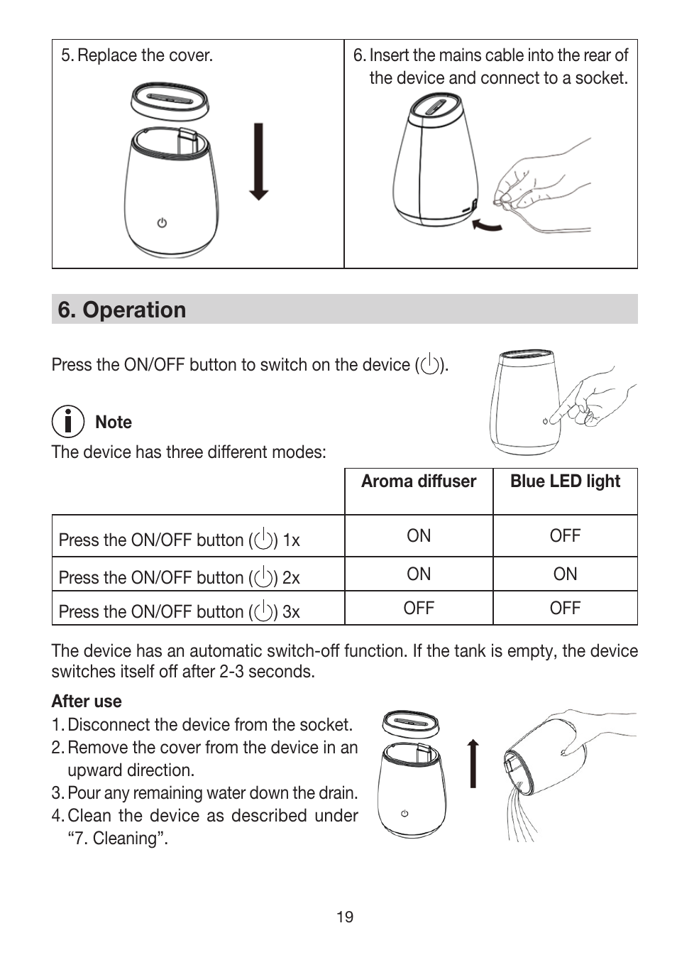 6� operation | Beurer LA 50 User Manual | Page 19 / 84