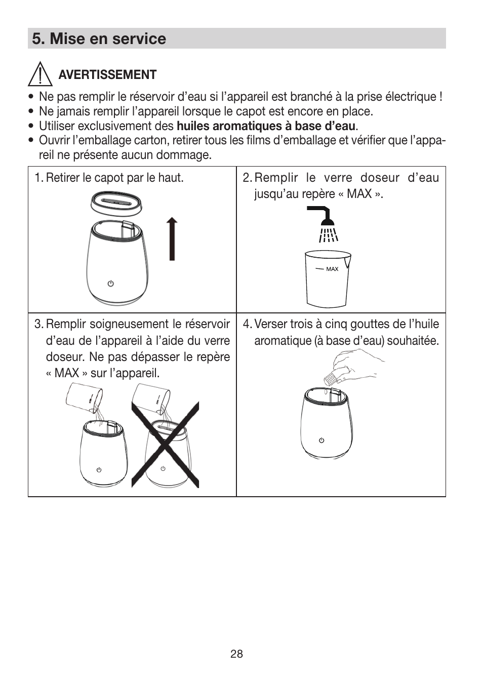 5� mise en service | Beurer LA 50 User Manual | Page 28 / 84