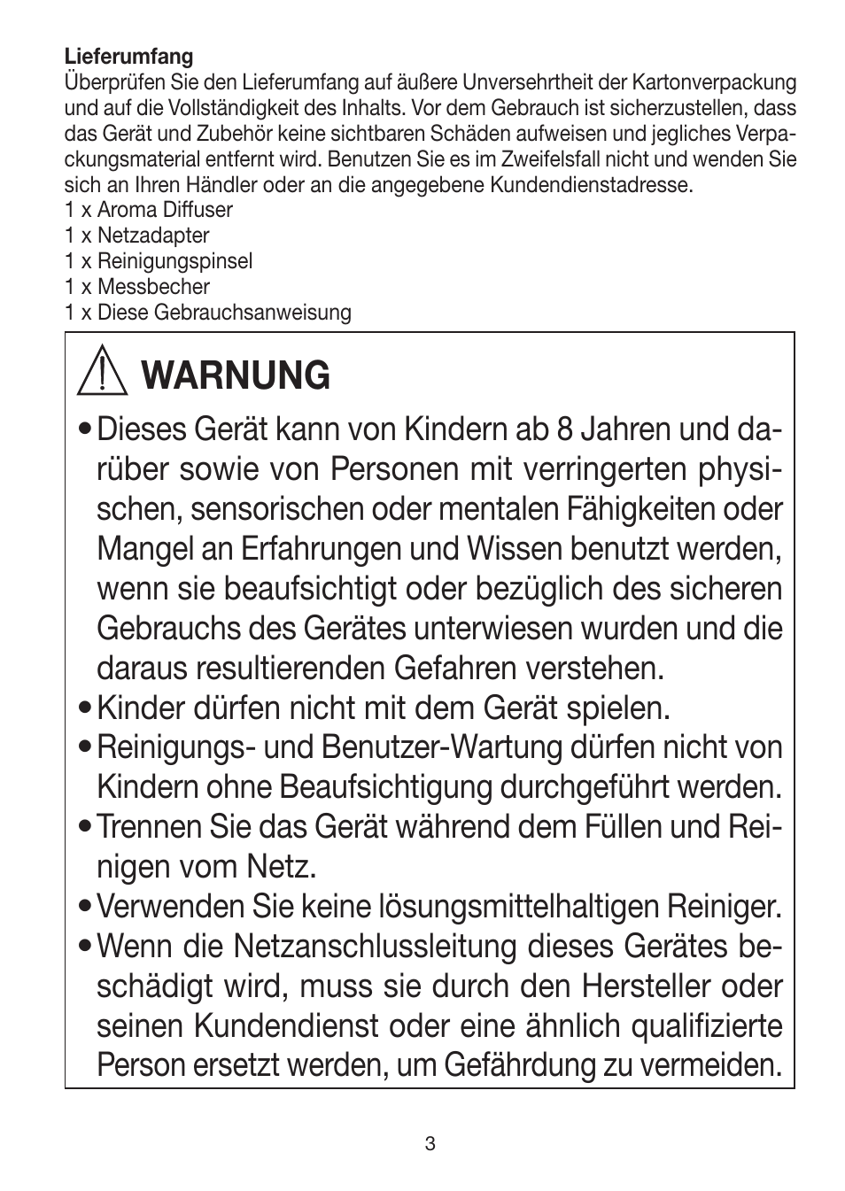 Warnung | Beurer LA 50 User Manual | Page 3 / 84