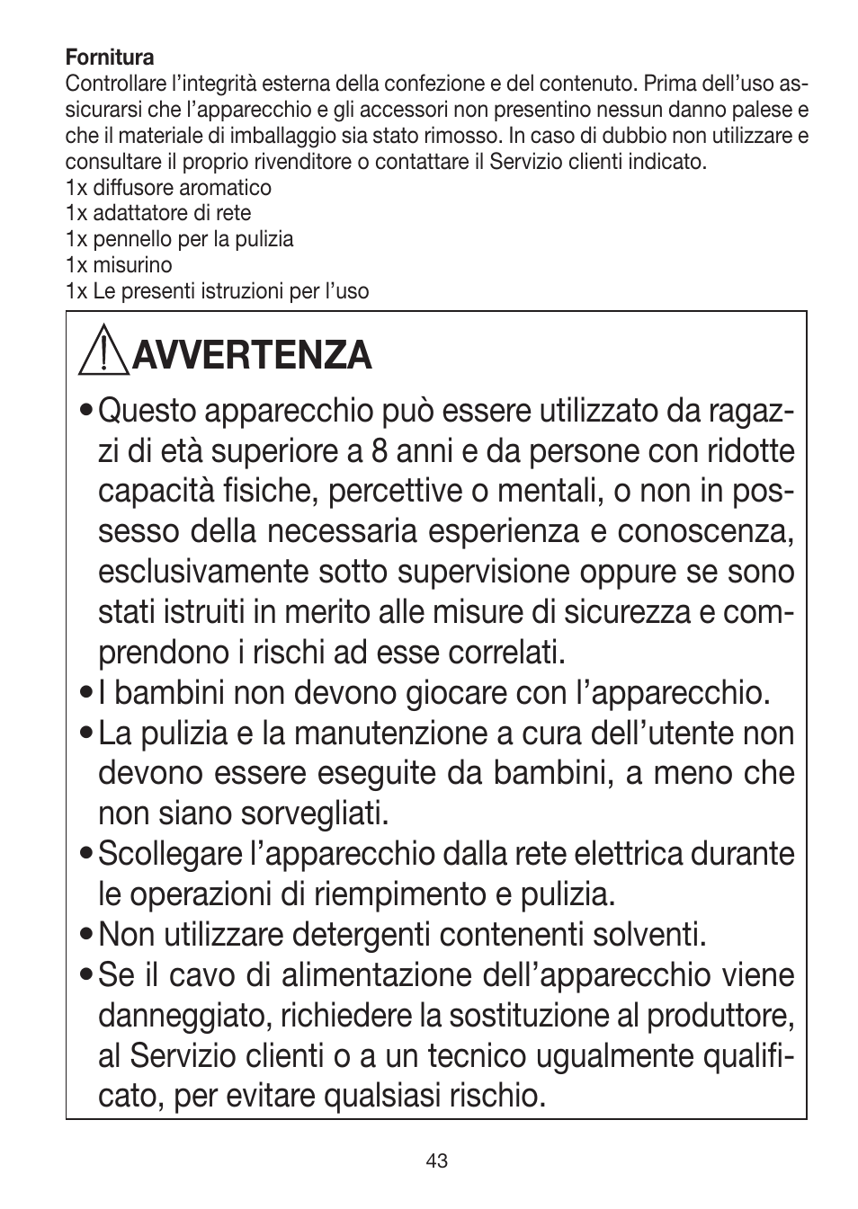 Avvertenza | Beurer LA 50 User Manual | Page 43 / 84