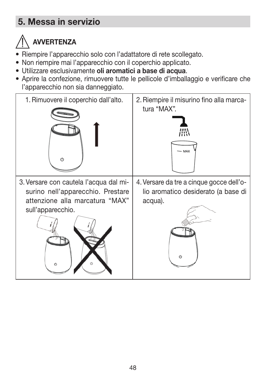 5� messa in servizio | Beurer LA 50 User Manual | Page 48 / 84