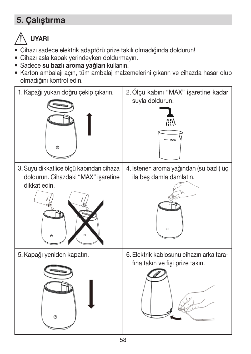 5� çalıştırma | Beurer LA 50 User Manual | Page 58 / 84