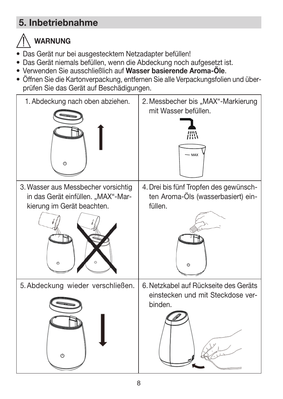 5� inbetriebnahme | Beurer LA 50 User Manual | Page 8 / 84