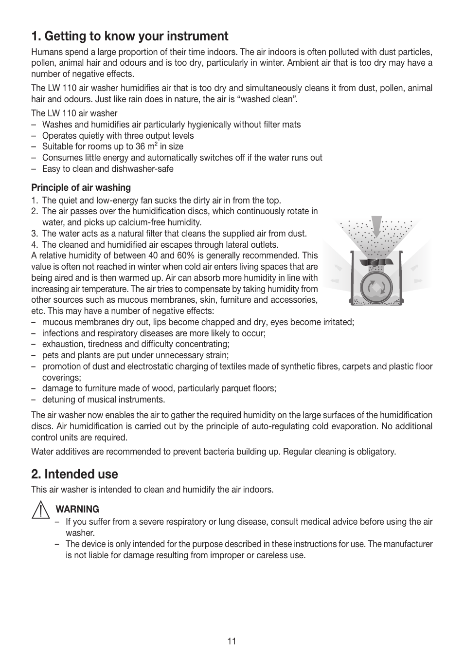 Getting to know your instrument, Intended use | Beurer LW 110 User Manual | Page 11 / 60
