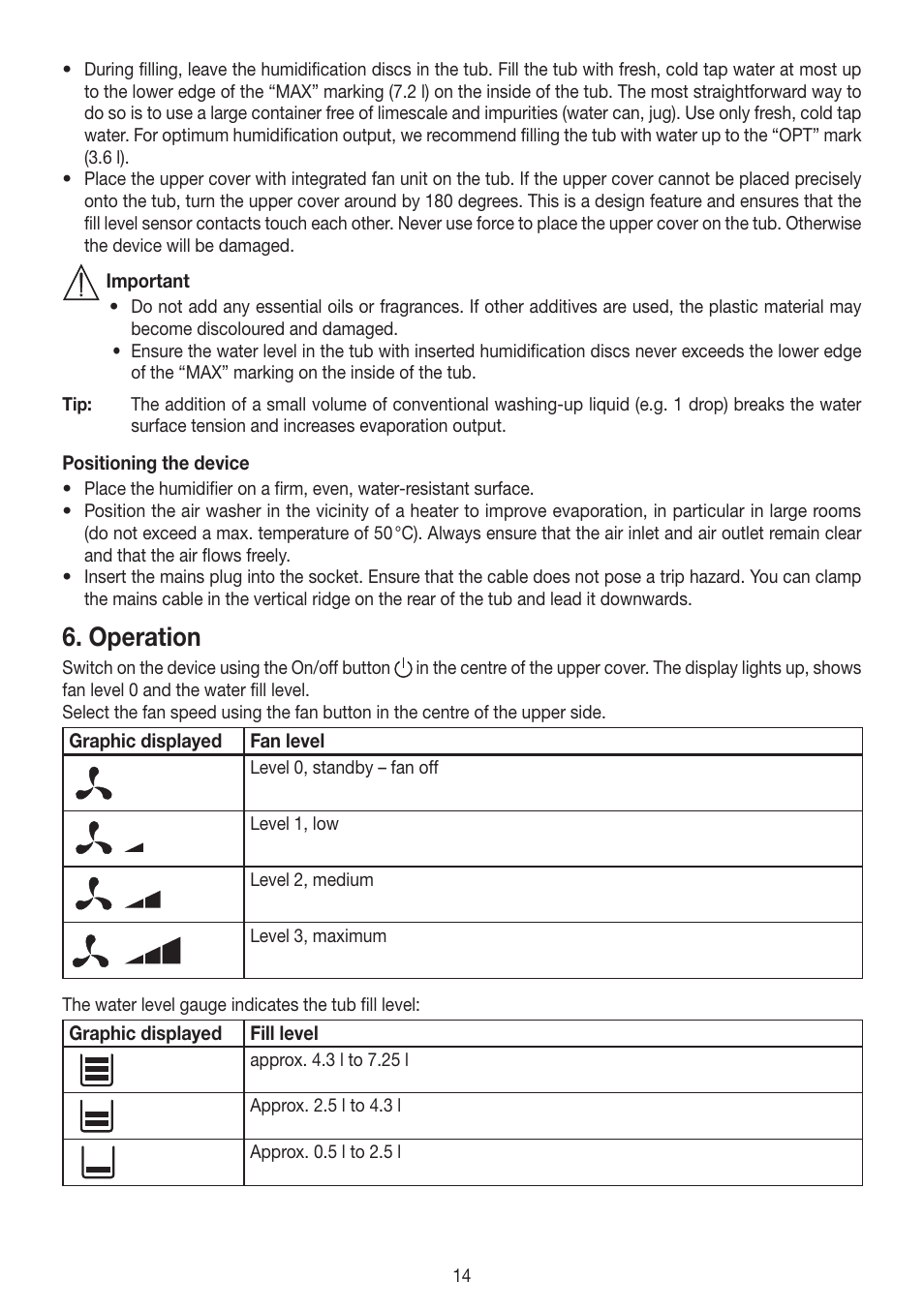 Operation | Beurer LW 110 User Manual | Page 14 / 60