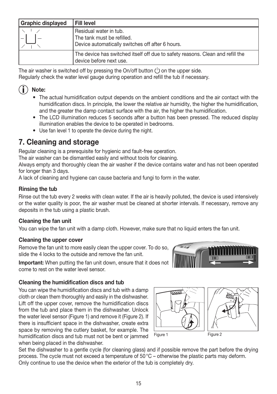 Cleaning and storage | Beurer LW 110 User Manual | Page 15 / 60
