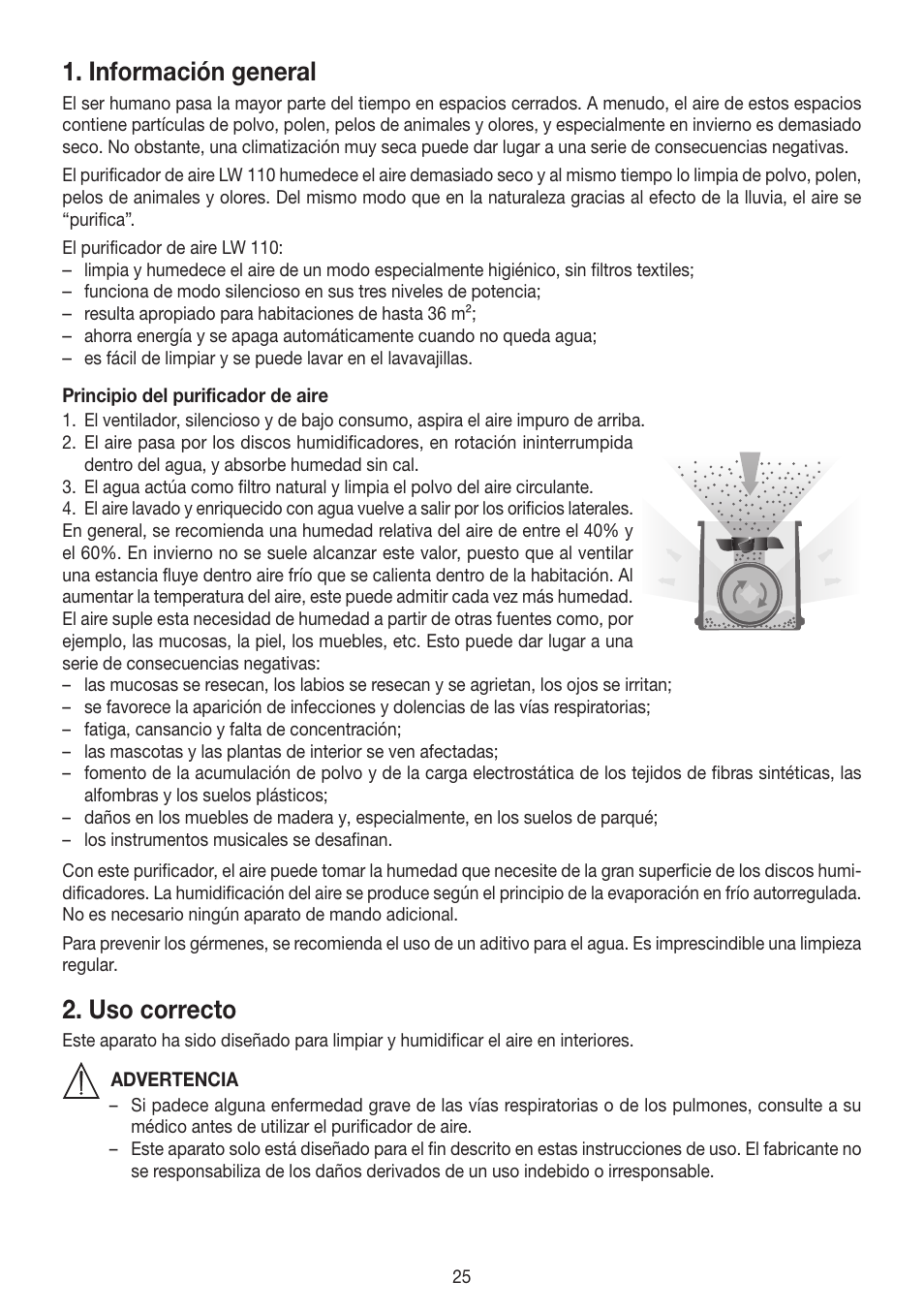 Información general, Uso correcto | Beurer LW 110 User Manual | Page 25 / 60