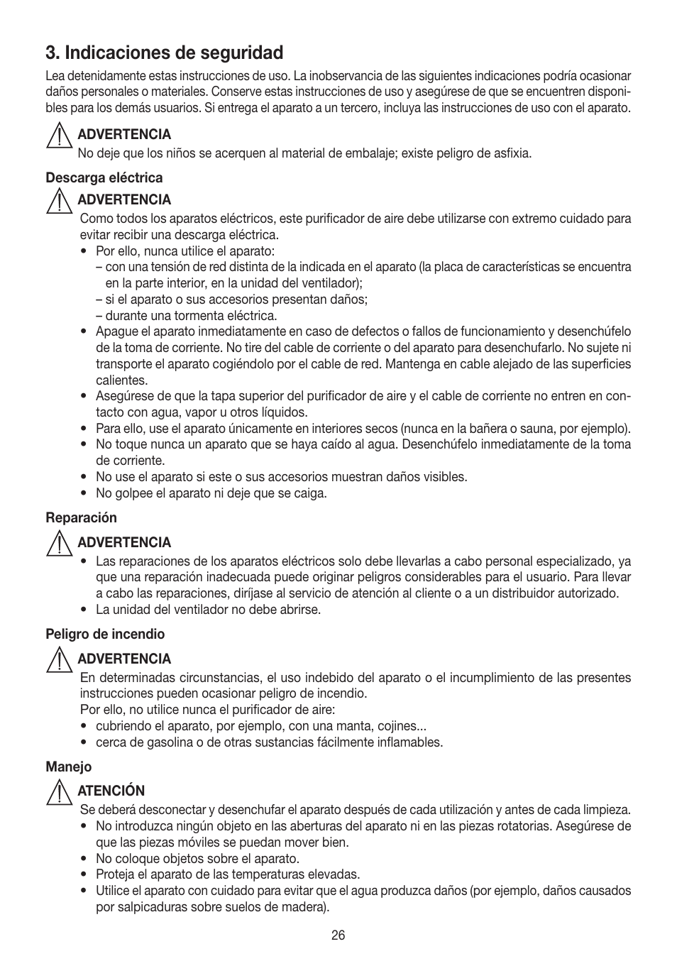 Indicaciones de seguridad | Beurer LW 110 User Manual | Page 26 / 60