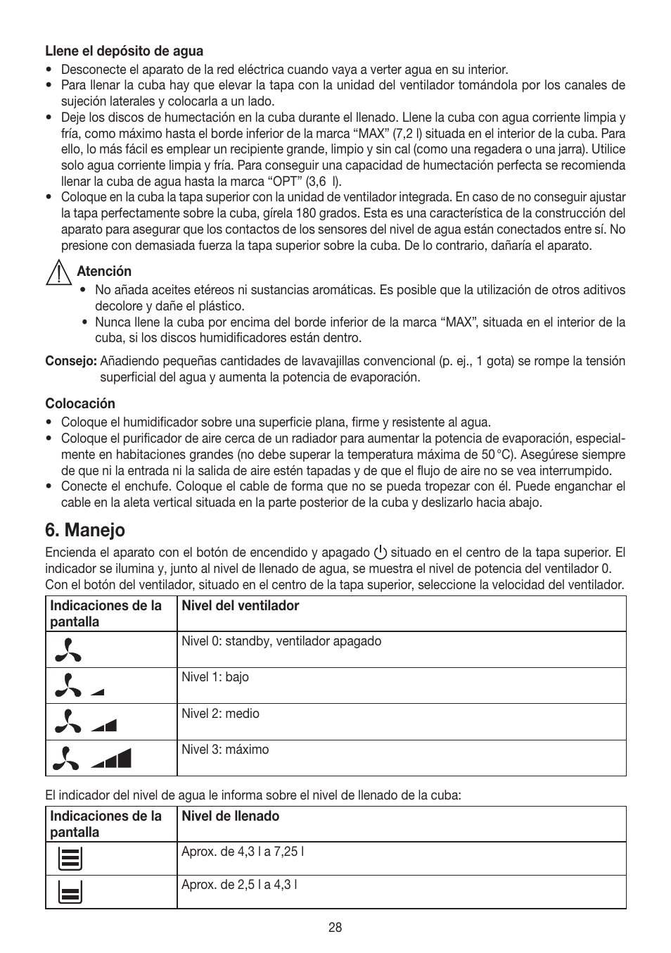 Manejo | Beurer LW 110 User Manual | Page 28 / 60