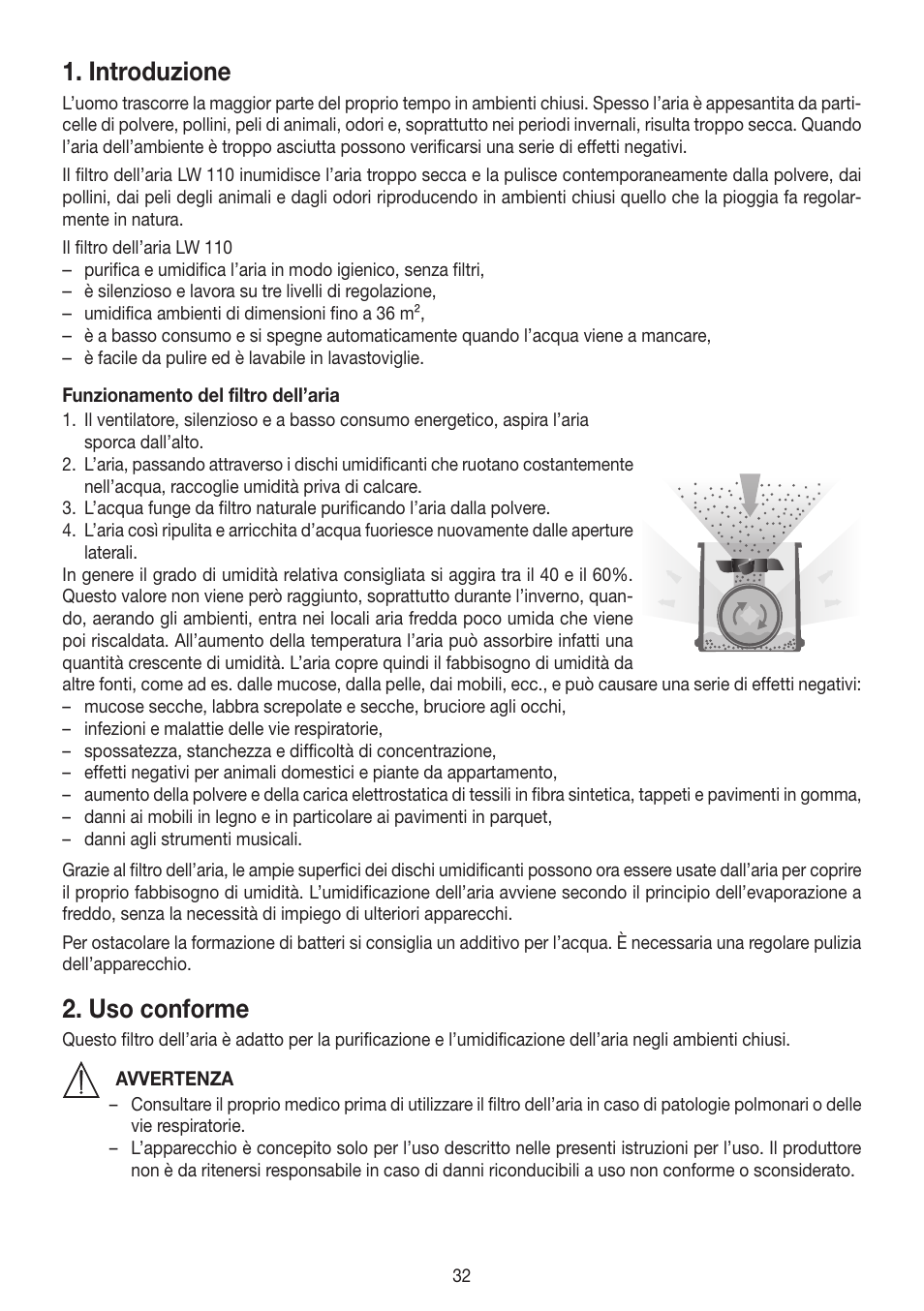 Introduzione, Uso conforme | Beurer LW 110 User Manual | Page 32 / 60