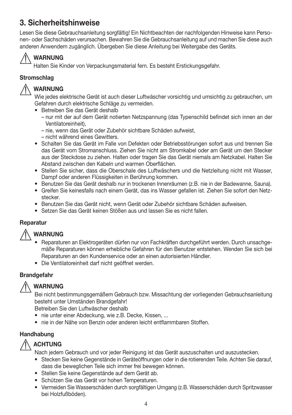 Sicherheitshinweise | Beurer LW 110 User Manual | Page 4 / 60