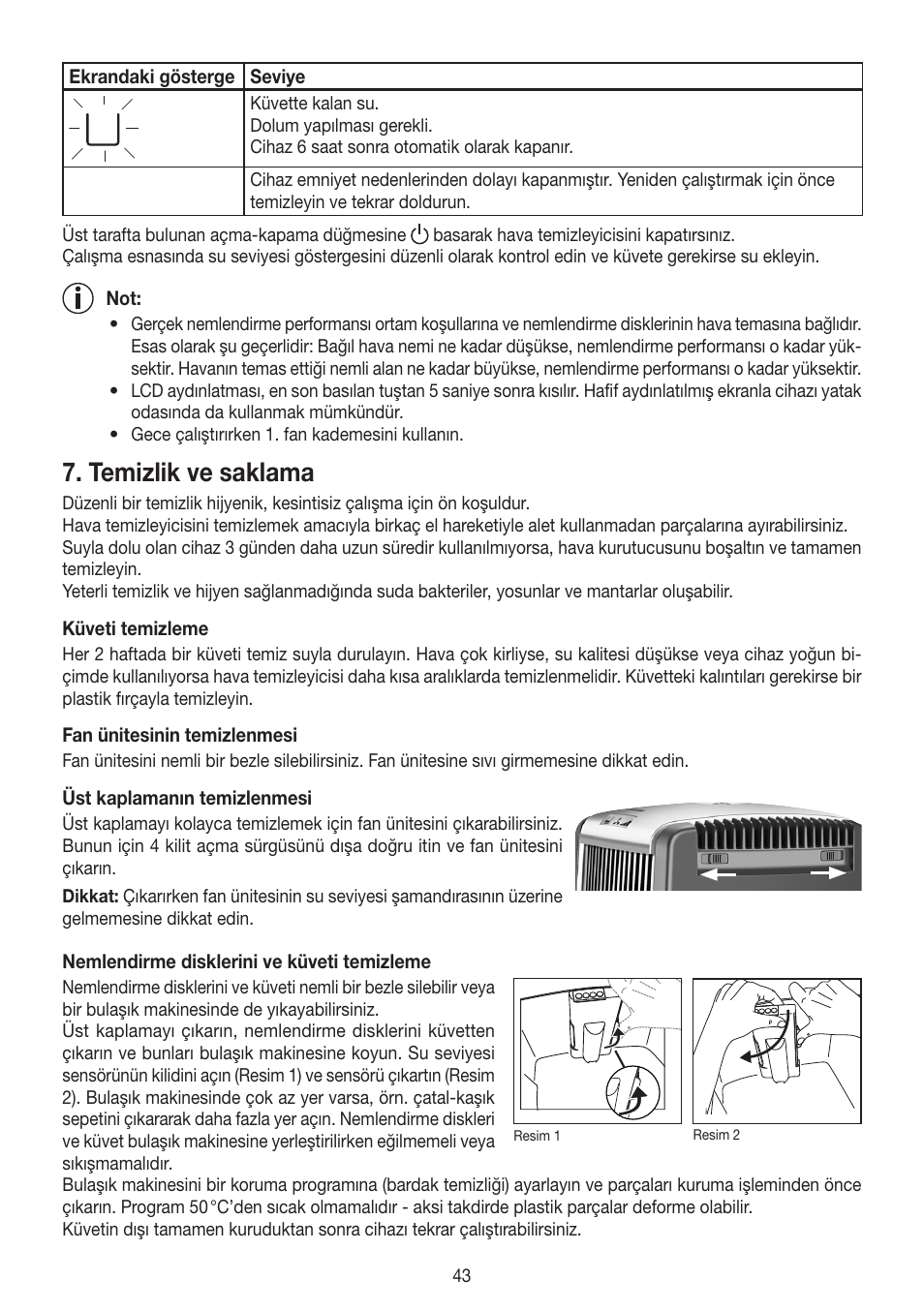 Temizlik ve saklama | Beurer LW 110 User Manual | Page 43 / 60