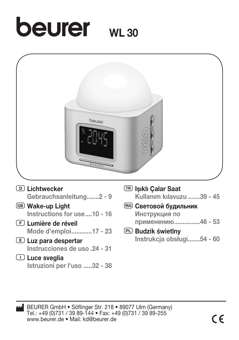 Beurer WL 30 User Manual | 62 pages