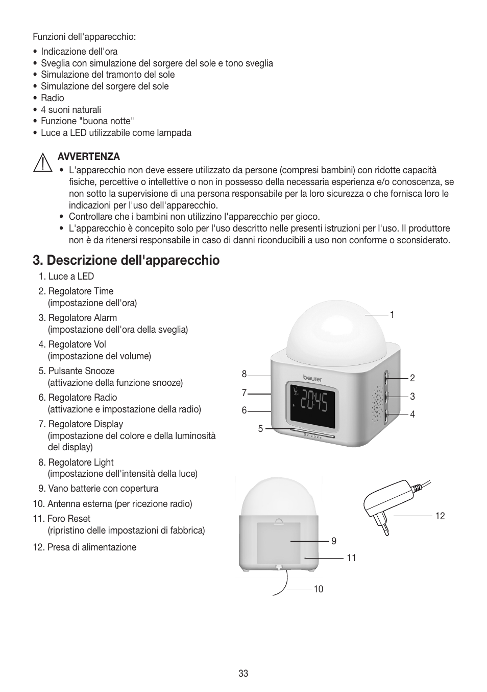 Descrizione dell'apparecchio | Beurer WL 30 User Manual | Page 33 / 62