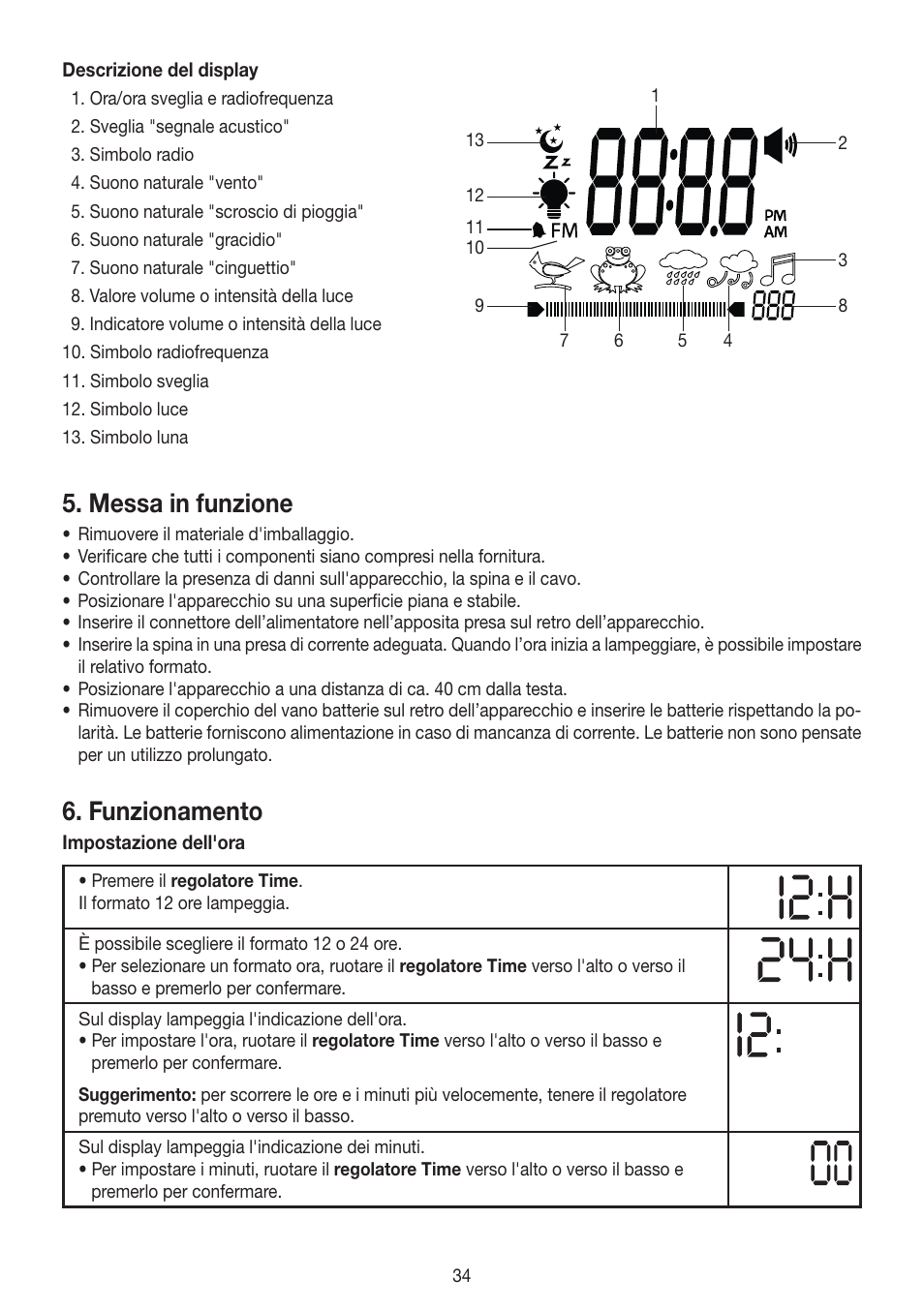 Messa in funzione, Funzionamento | Beurer WL 30 User Manual | Page 34 / 62