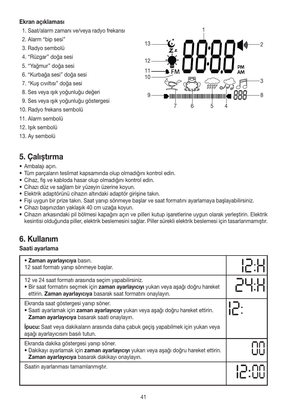 Çalıştırma, Kullanım | Beurer WL 30 User Manual | Page 41 / 62