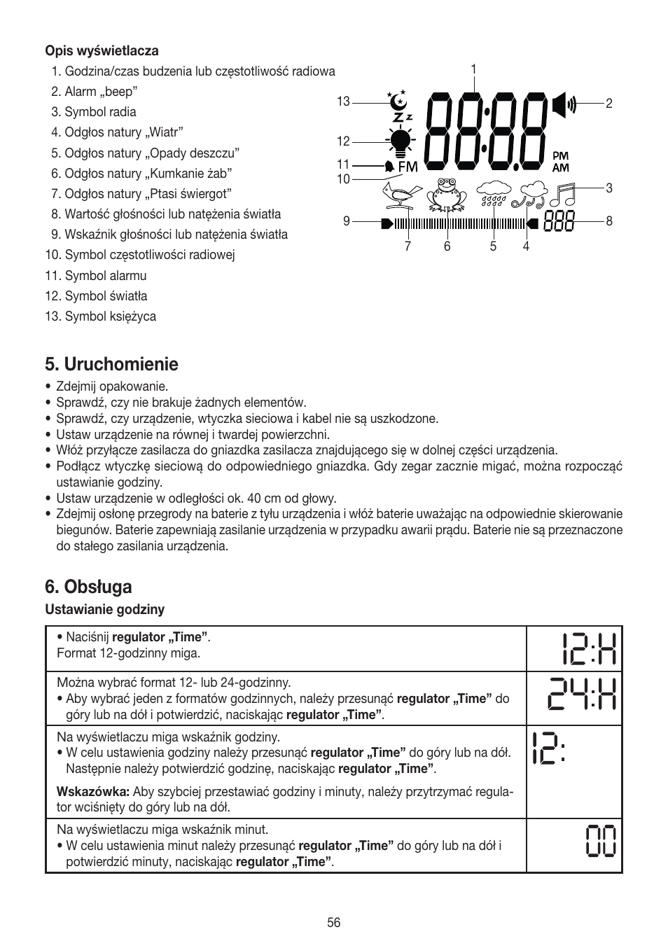 Uruchomienie, Obsługa | Beurer WL 30 User Manual | Page 56 / 62