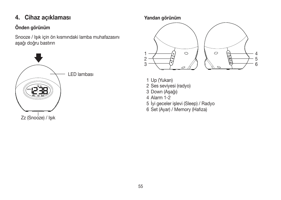 Cihaz açıklaması | Beurer WL 32 User Manual | Page 55 / 84