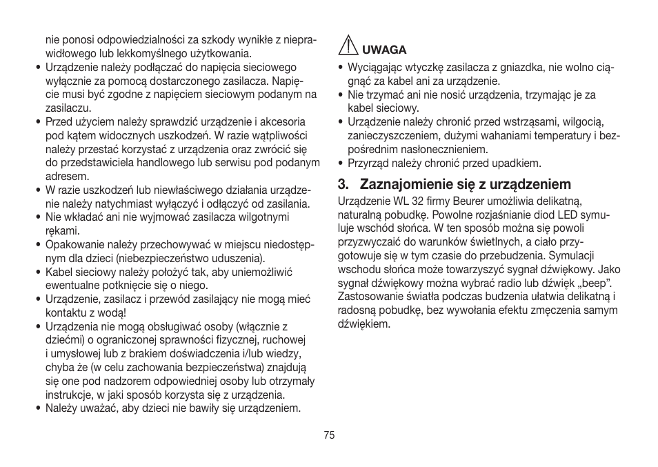 Zaznajomienie się z urządzeniem | Beurer WL 32 User Manual | Page 75 / 84