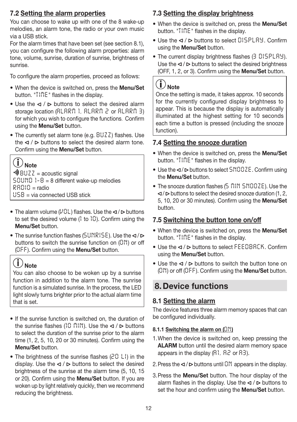 Device functions | Beurer WL 80 User Manual | Page 12 / 60