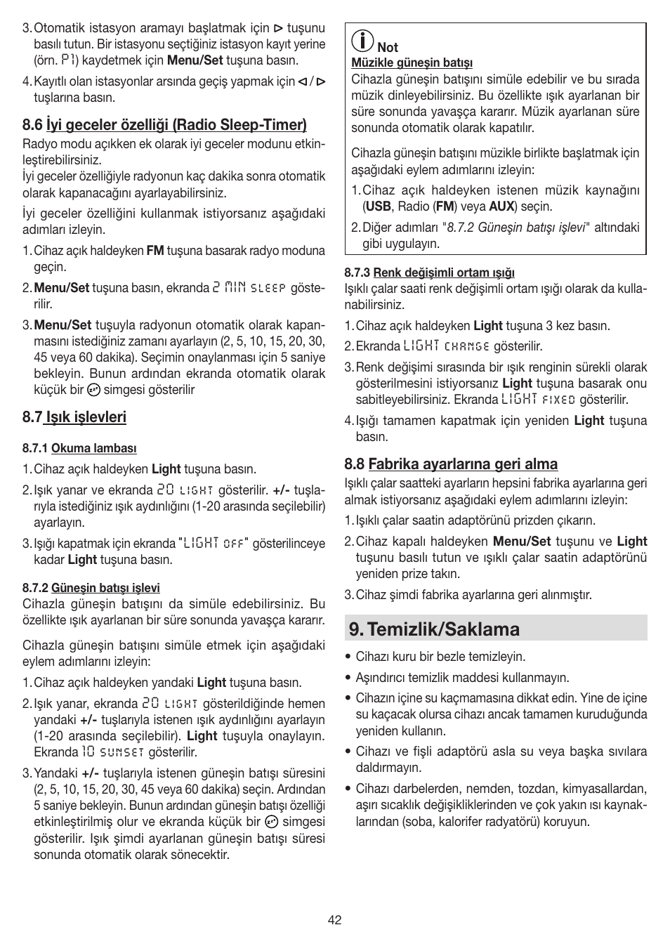 Temizlik/saklama | Beurer WL 80 User Manual | Page 42 / 60