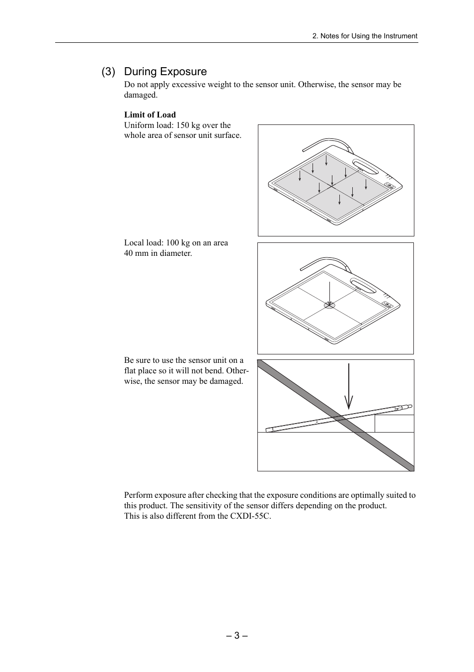 3) during exposure | Canon CXDI-55G User Manual | Page 17 / 36