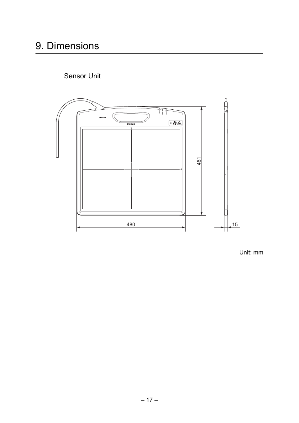 Dimensions | Canon CXDI-55G User Manual | Page 31 / 36