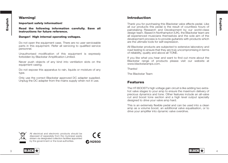 Blackstar HT-BOOST User Manual | Page 2 / 17