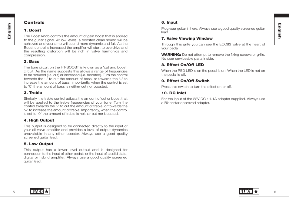 Blackstar HT-BOOST User Manual | Page 3 / 17