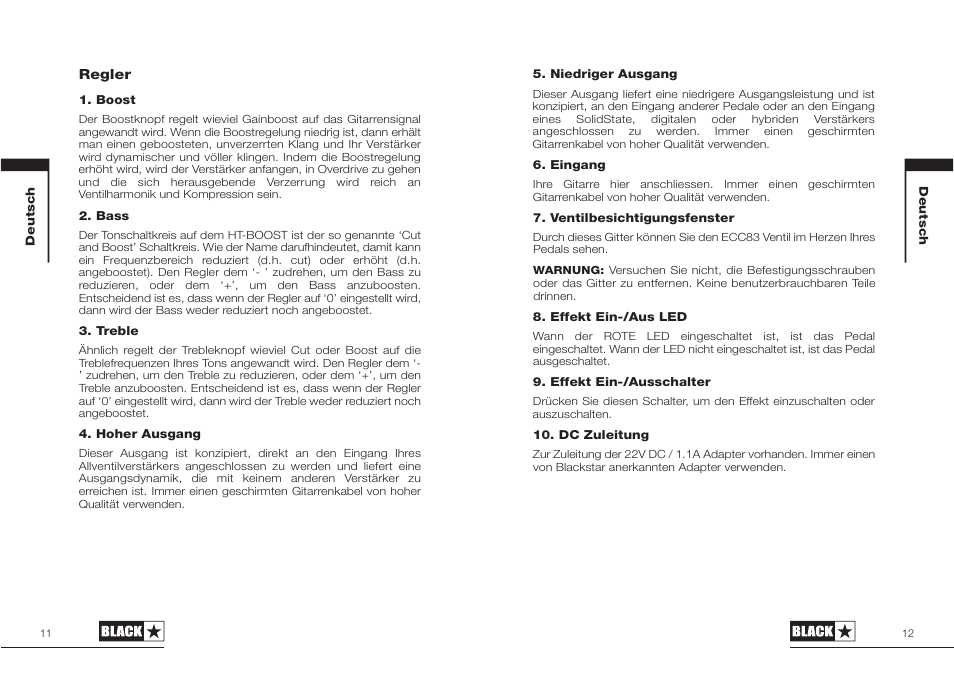Blackstar HT-BOOST User Manual | Page 6 / 17