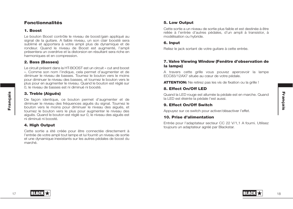 Blackstar HT-BOOST User Manual | Page 9 / 17
