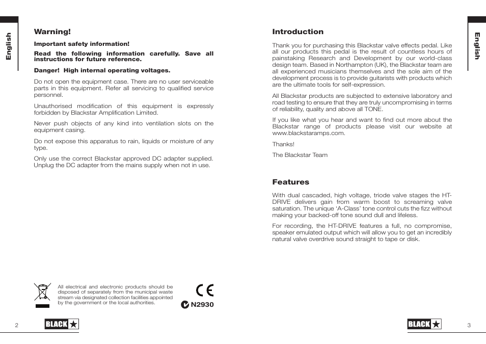 Blackstar HT-DRIVE User Manual | Page 2 / 17