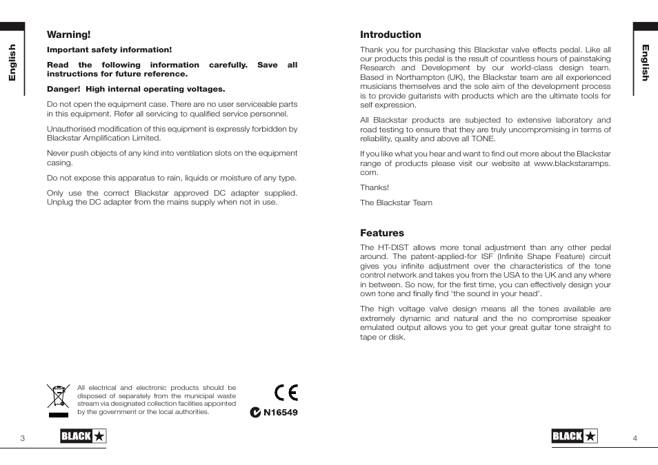Blackstar HT-DIST User Manual | Page 2 / 17