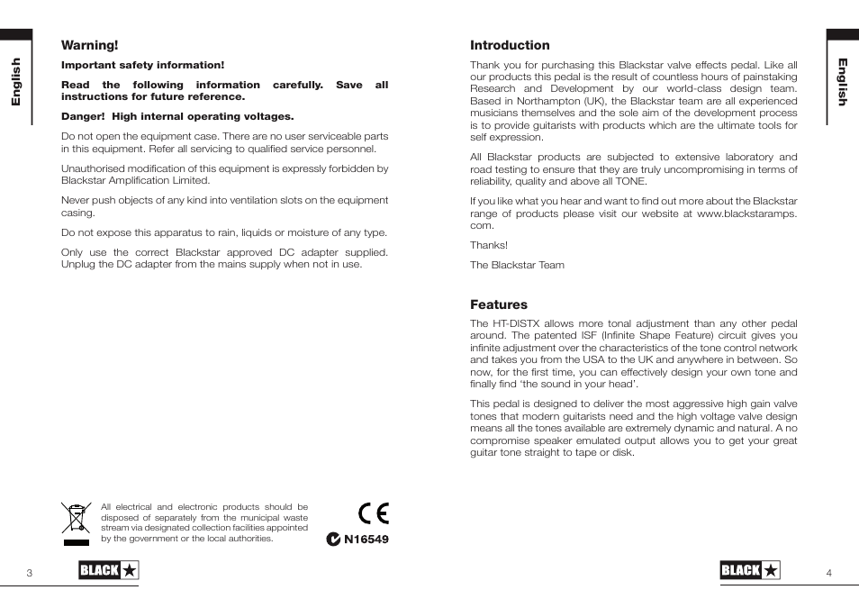 Blackstar HT-DISTX User Manual | Page 2 / 17