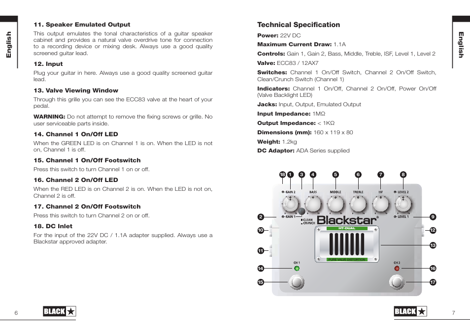 Technical specification | Blackstar HT-DUAL User Manual | Page 4 / 17