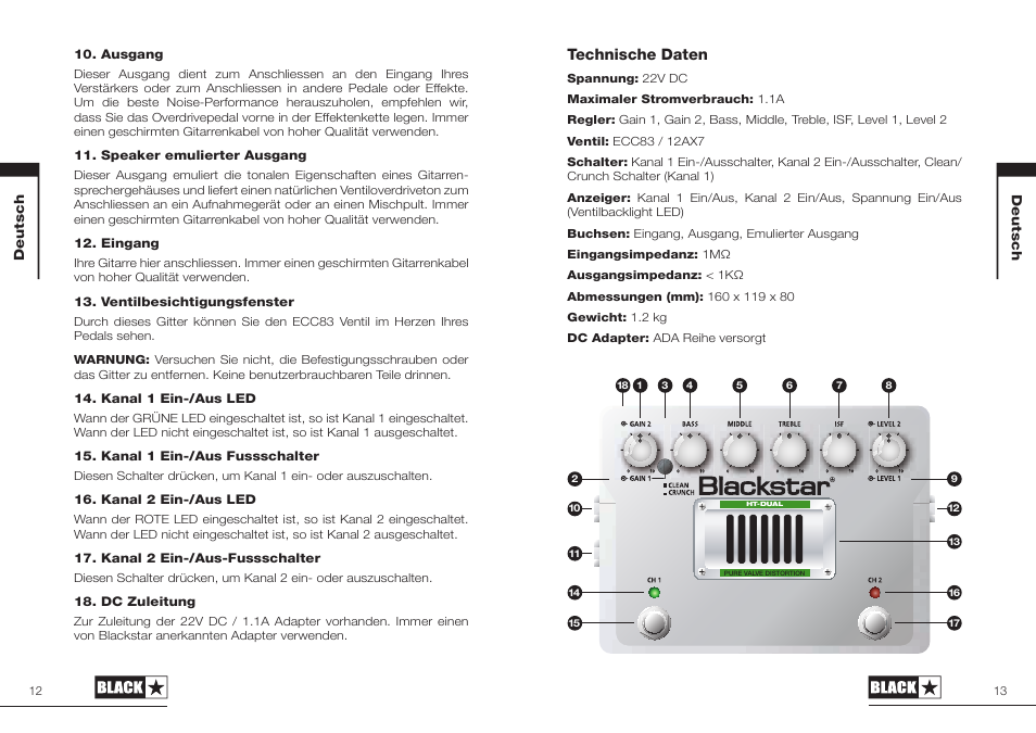 Technische daten | Blackstar HT-DUAL User Manual | Page 7 / 17