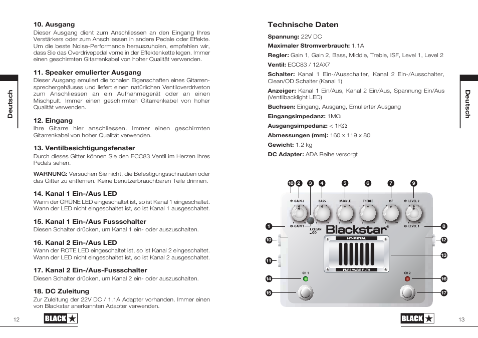 Technische daten | Blackstar HT-METAL User Manual | Page 7 / 17