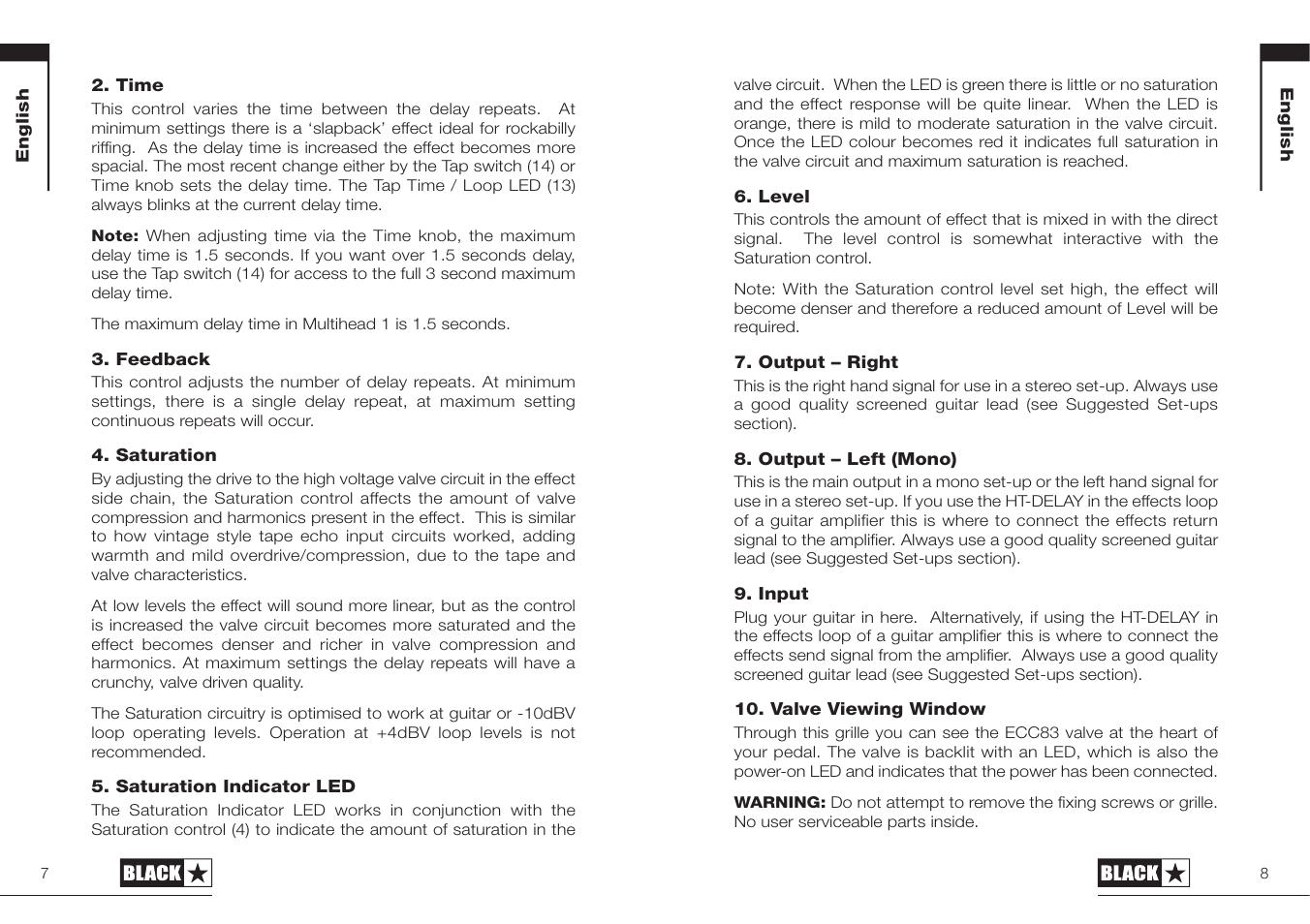 Blackstar HT-DELAY User Manual | Page 4 / 27
