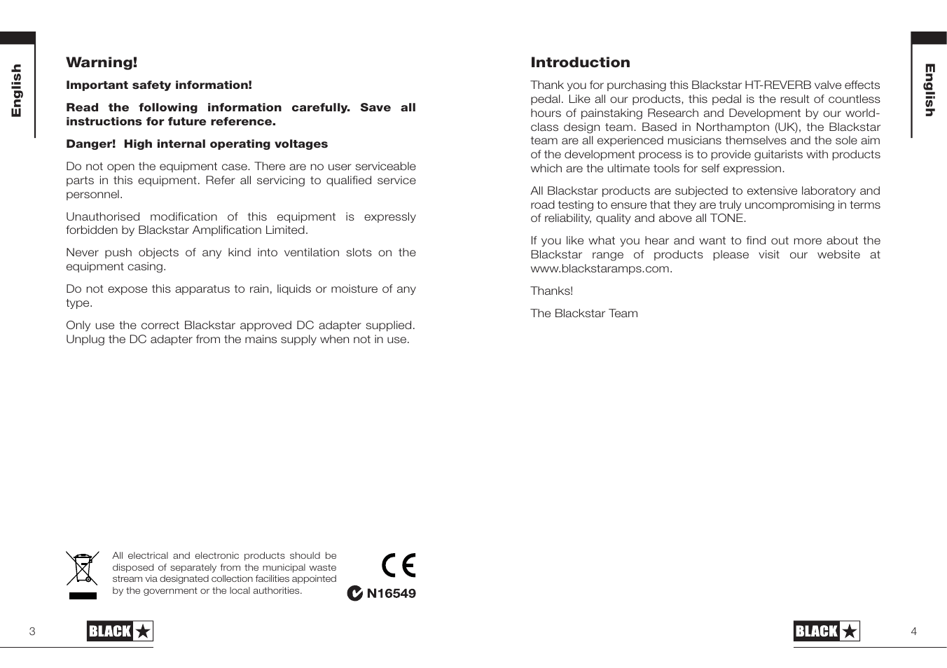 Blackstar HT-REVERB User Manual | Page 2 / 23