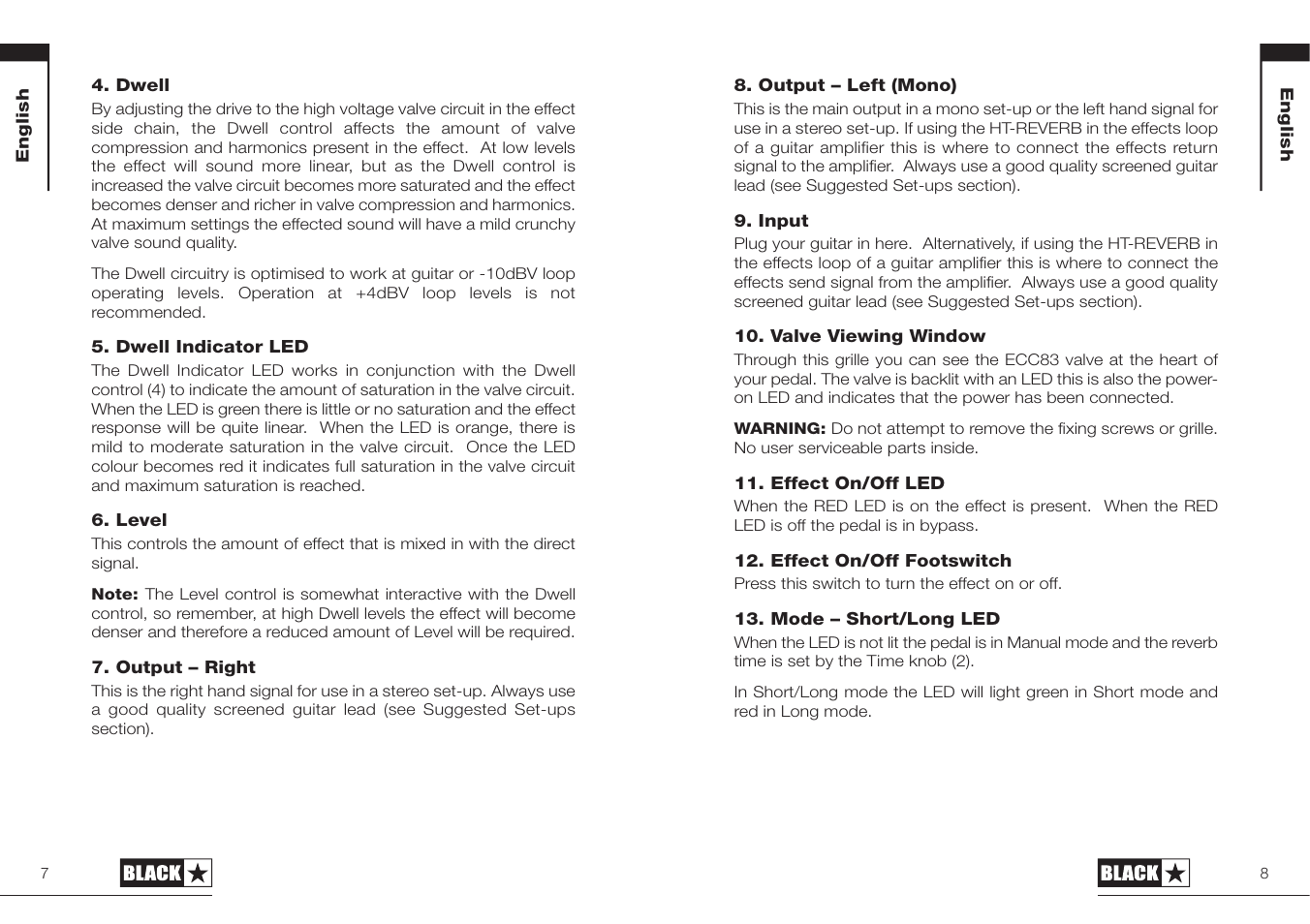Blackstar HT-REVERB User Manual | Page 4 / 23