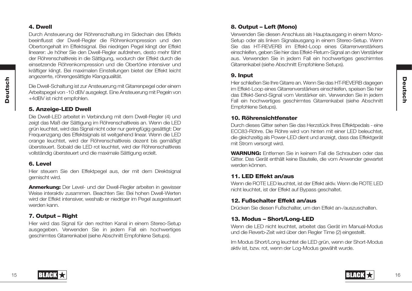 Blackstar HT-REVERB User Manual | Page 8 / 23