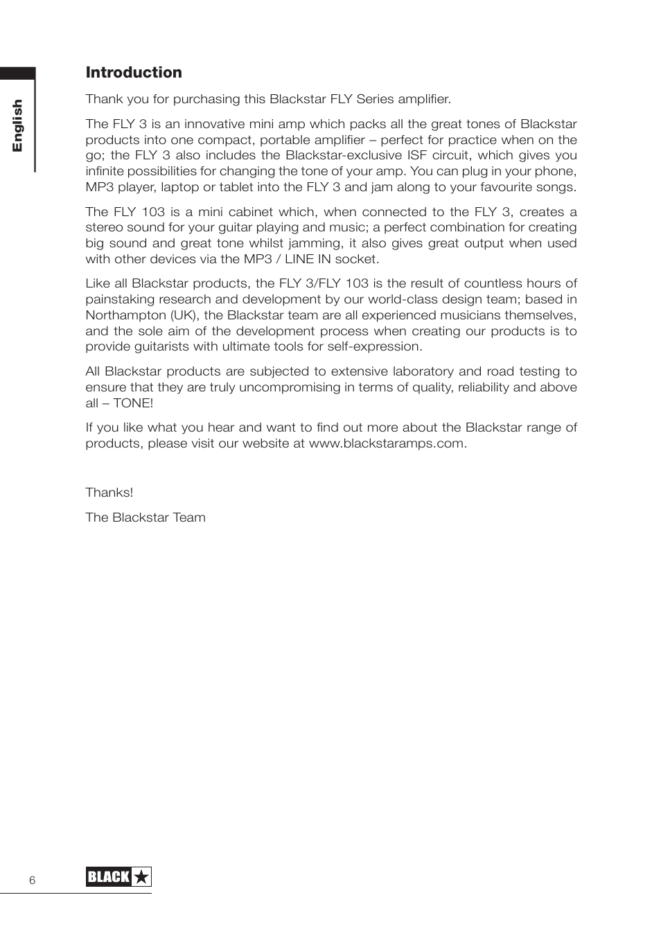 Introduction | Blackstar FLY 3 Mini User Manual | Page 7 / 22