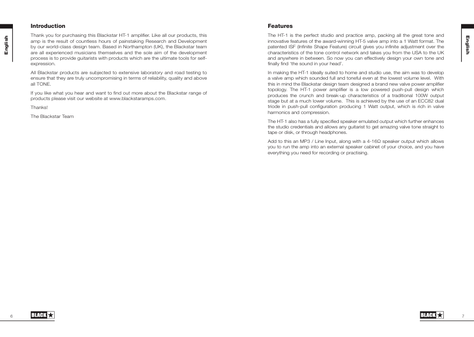 Blackstar HT-1 Combo User Manual | Page 4 / 21