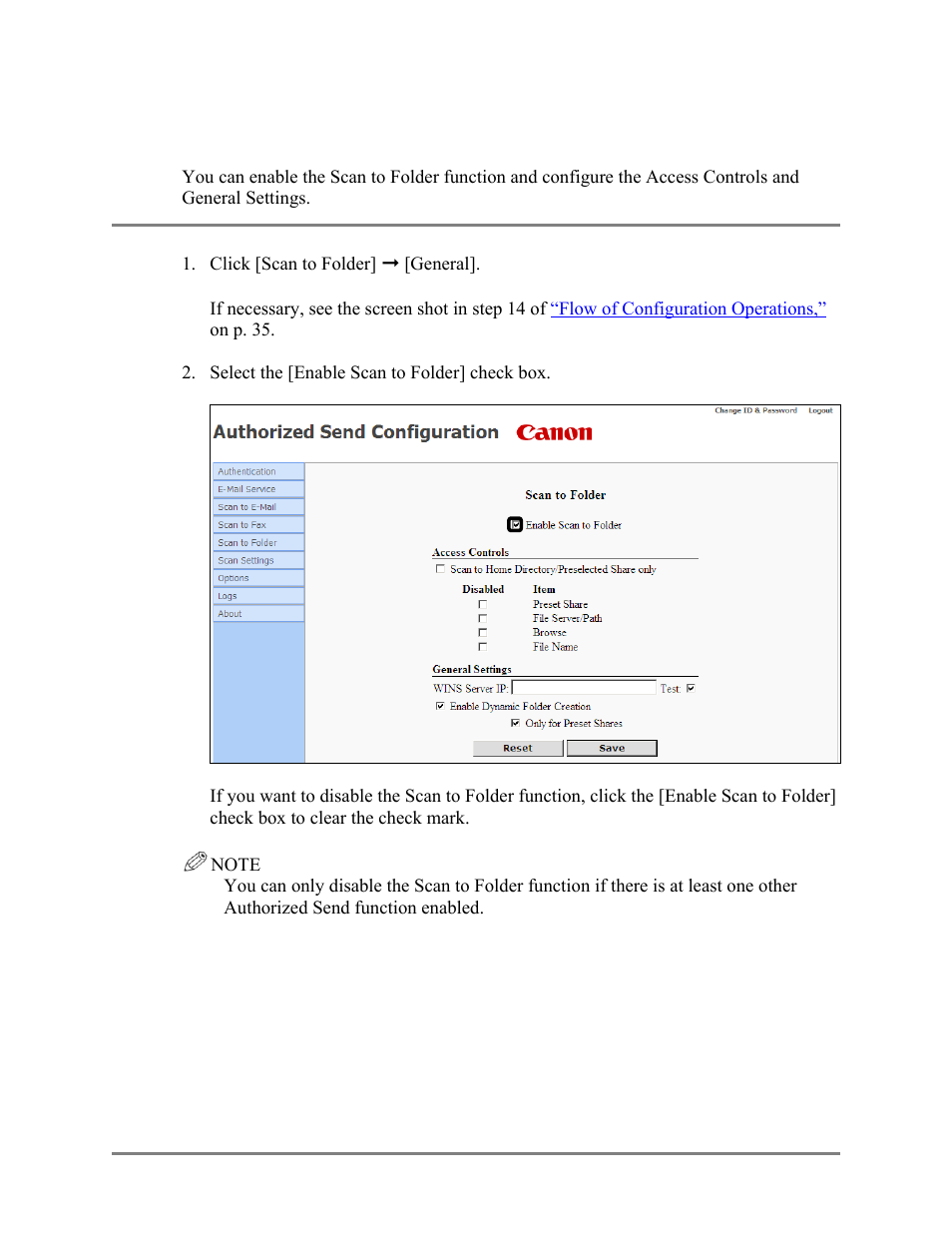 Configuring scan to folder settings, 11 configuring scan to folder settings | Canon Authorized Sen for ImageRUNNER Machines Version 4.1 User Manual | Page 100 / 176
