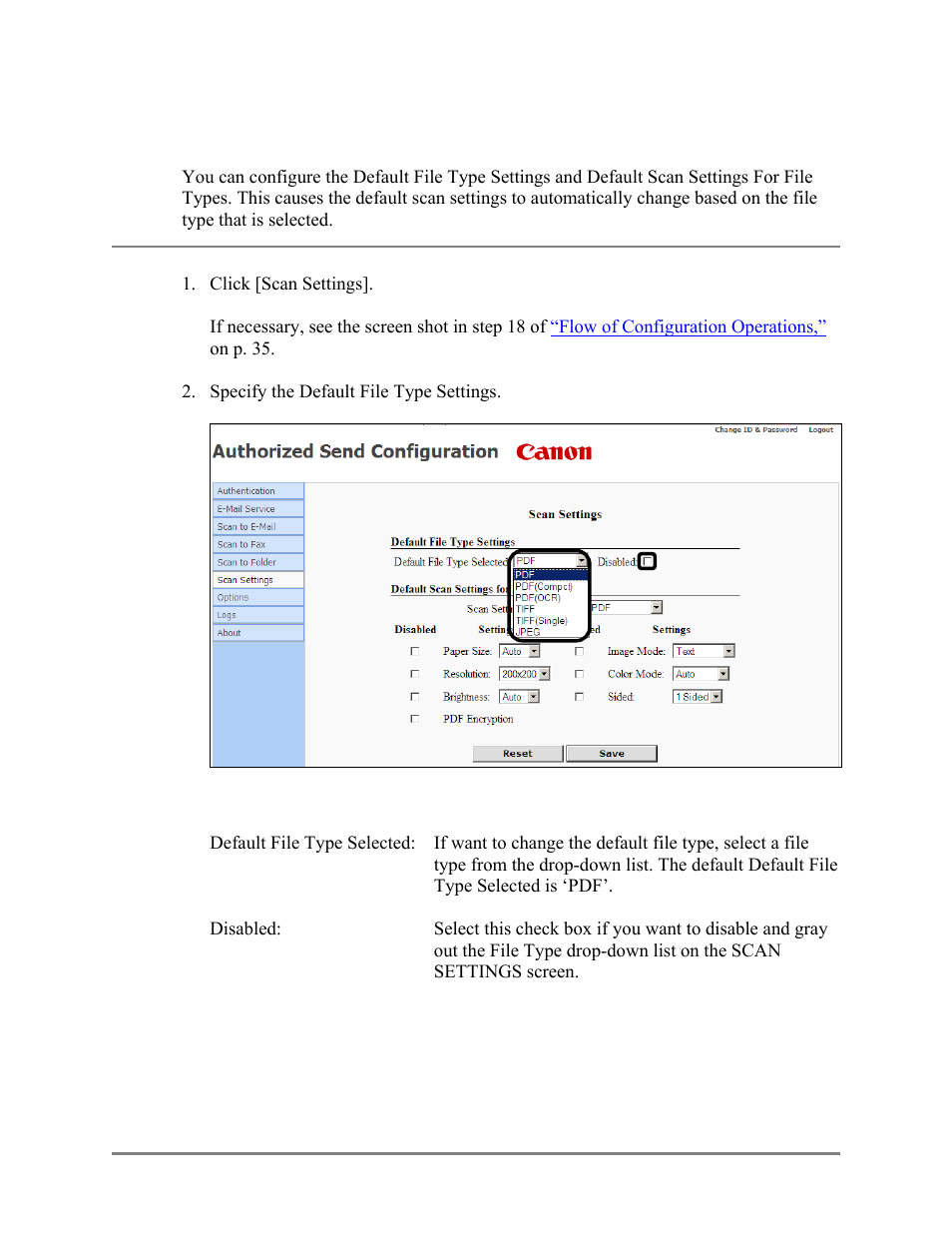 Configuring scan settings, Ave]. (see, Configuring scan | Settings, On p. 108.), 15 configuring scan settings | Canon Authorized Sen for ImageRUNNER Machines Version 4.1 User Manual | Page 108 / 176