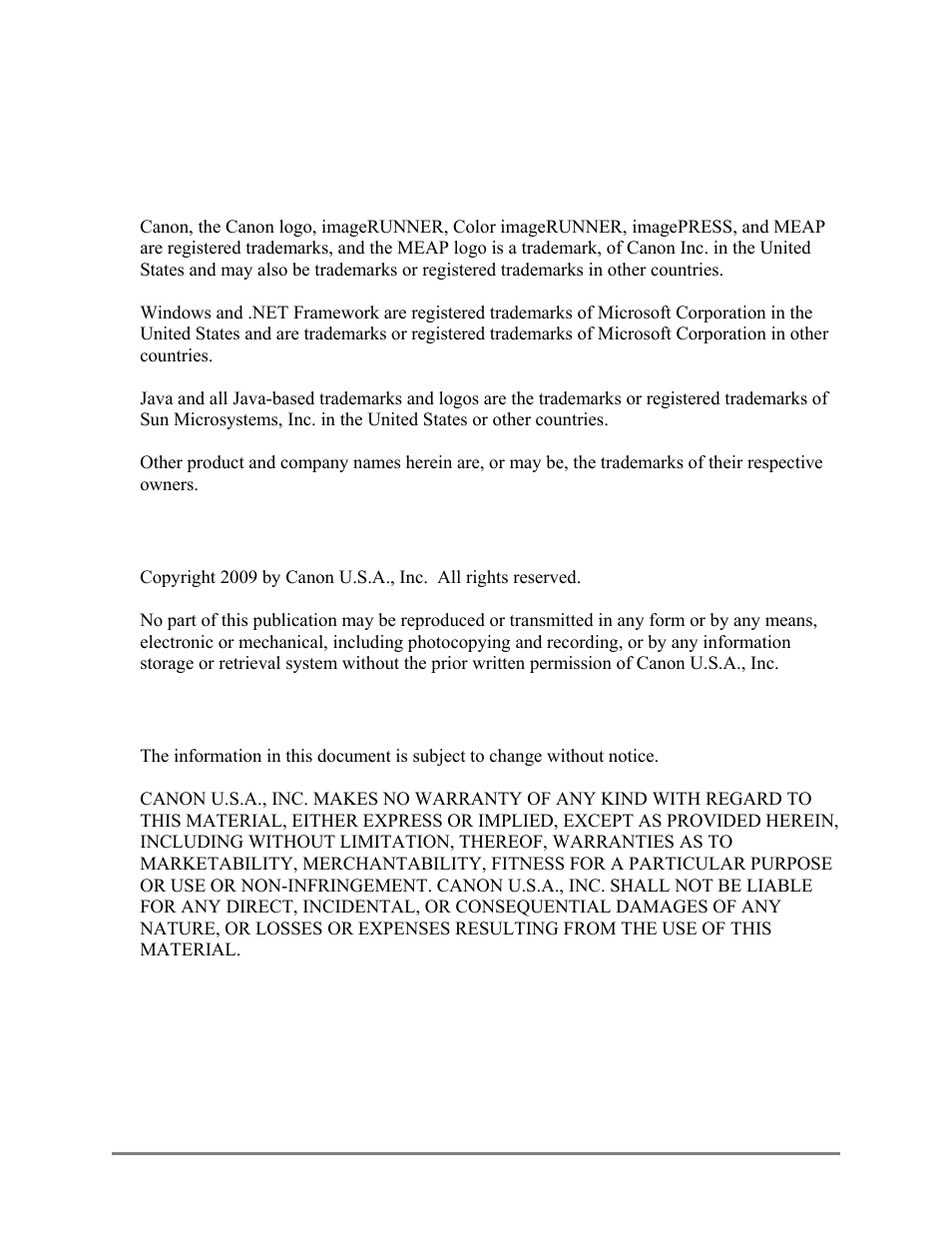 Legal notices, Trademarks, Copyright | Disclaimers | Canon Authorized Sen for ImageRUNNER Machines Version 4.1 User Manual | Page 11 / 176