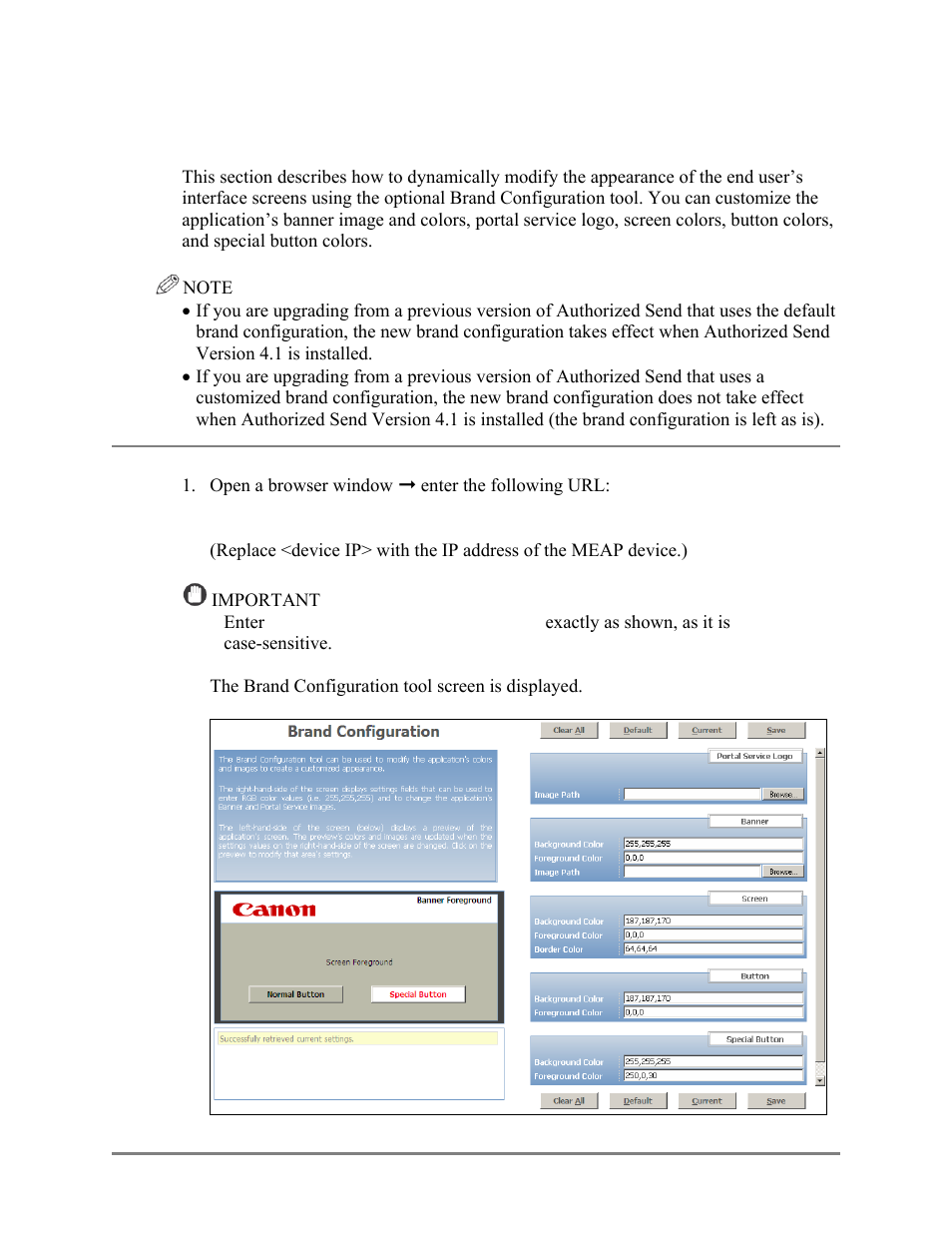 Using the brand configuration tool (optional), 19 using the brand configuration tool (optional) | Canon Authorized Sen for ImageRUNNER Machines Version 4.1 User Manual | Page 124 / 176