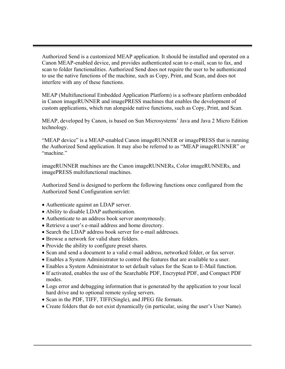 Chapter 1, Overview, Chapter 1 overview | Canon Authorized Sen for ImageRUNNER Machines Version 4.1 User Manual | Page 13 / 176