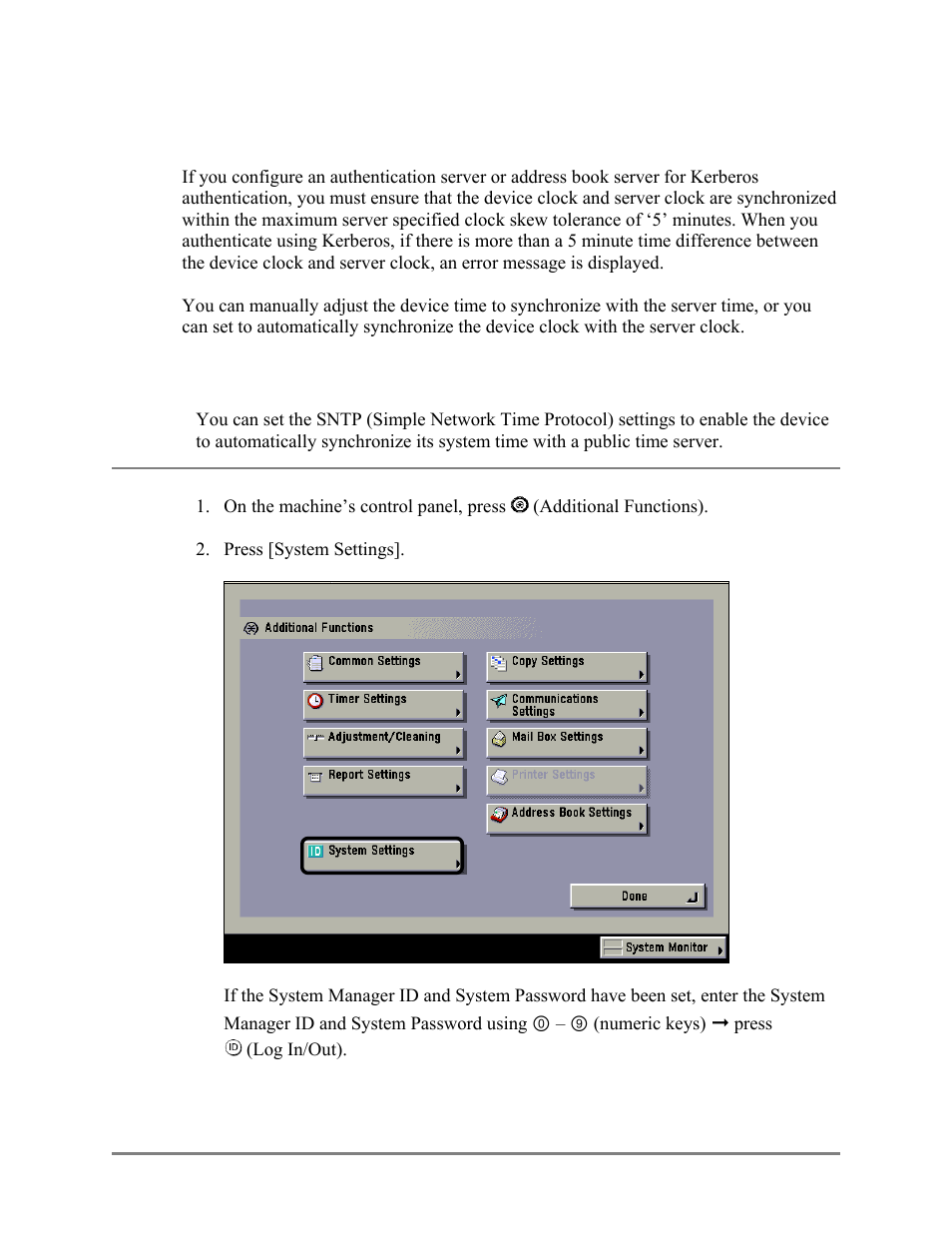 Synchronizing the device and server time, Specifying automatic time synchronization, P. 142 | K, see, Synchronizing the device and server, Time, 3 synchronizing the device and server time, 1 specifying automatic time synchronization | Canon Authorized Sen for ImageRUNNER Machines Version 4.1 User Manual | Page 142 / 176