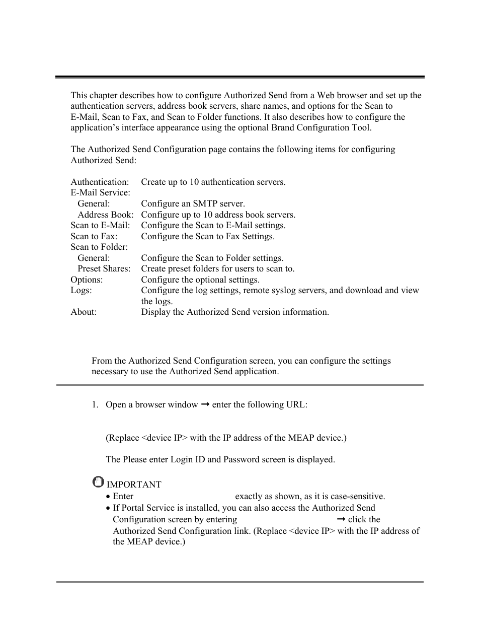 Chapter 3, Configuring authorized send, Flow of configuration operations | Chapter 3 configuring authorized send, 1 flow of configuration operations | Canon Authorized Sen for ImageRUNNER Machines Version 4.1 User Manual | Page 35 / 176